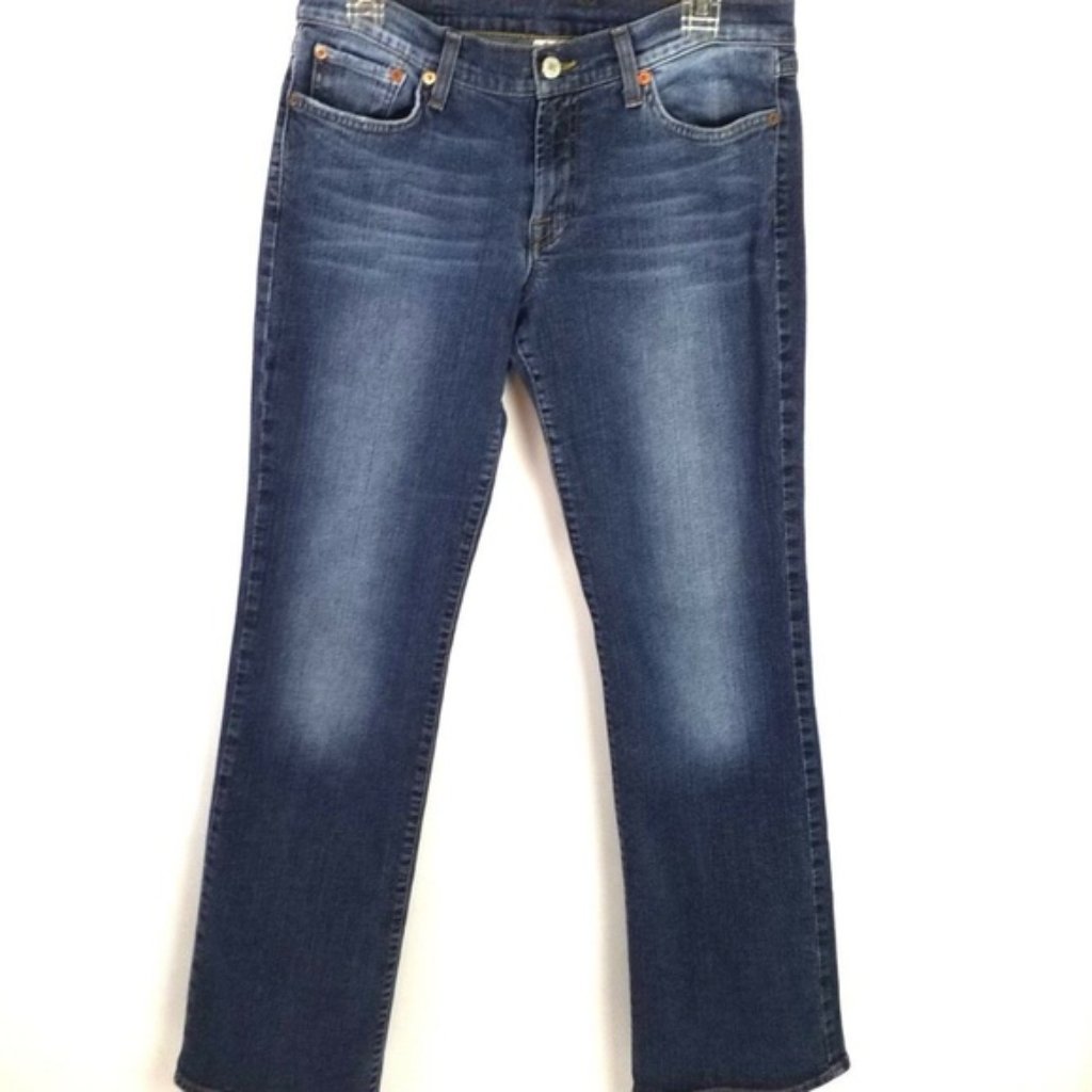 Lucky Brand Dungarees Stretch MidRise Flare Denim Jeans Womens Medium Wash 10